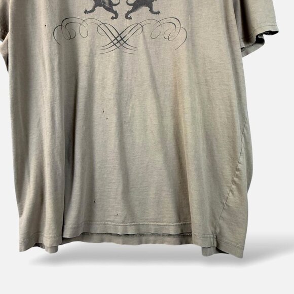 VTG EXPRESS T-Shirt Mens Sz XL Army Green Graphic Lion SS Thrashed Baggy Y2K 90s - Picture 8 of 11